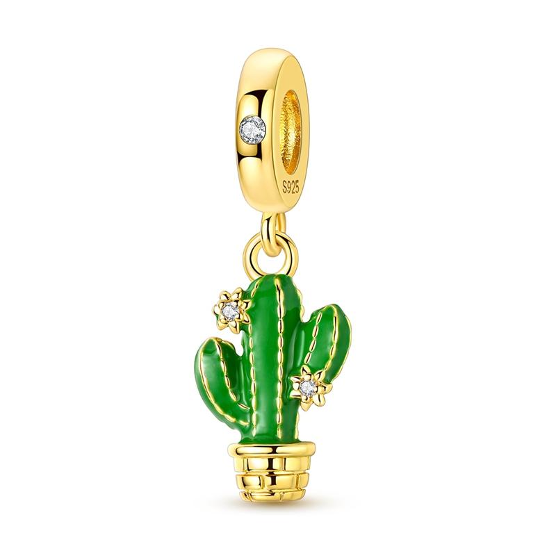Exquisite 925  Silver The Frog Prince Beads & Cactus Dangle Charm Fits Bracelet Boutique Green Pendant Gifts