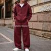Completo con Felpa con Cappuccio e Zip e Pantaloni a Gamba Larga Unisex - Colore Unito, Stile Europeo/Americano, Autunno/Inverno 2026