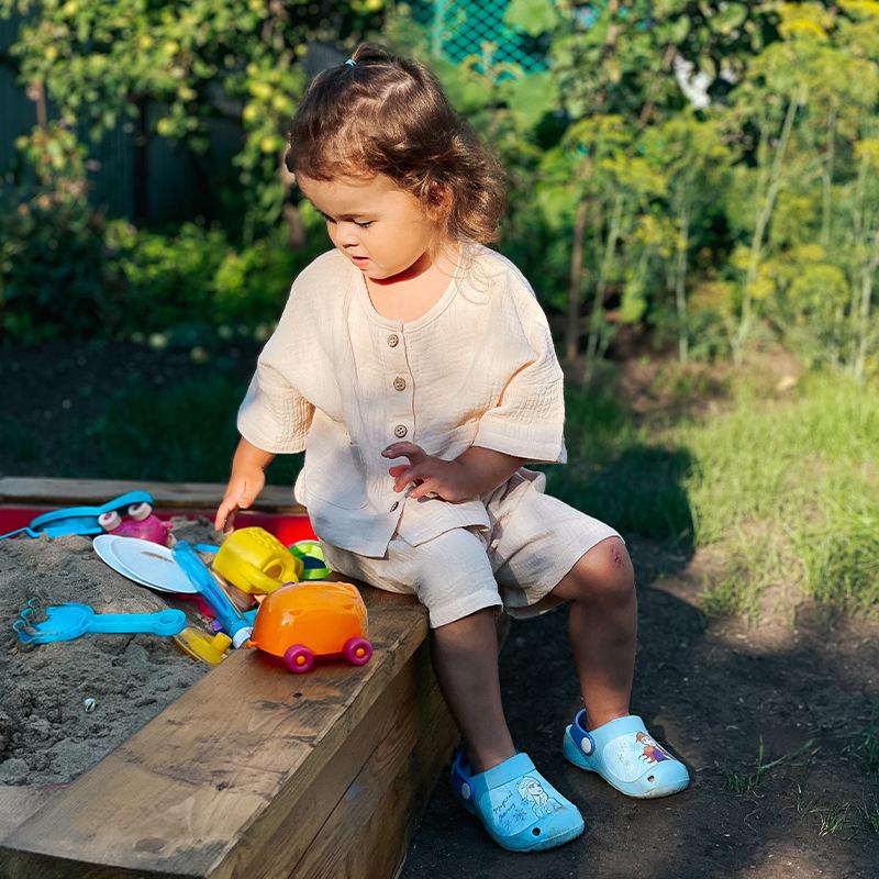 Danish-Style Kids' Summer Pajamas: Cotton Short-Sleeve Shirt & Shorts Set