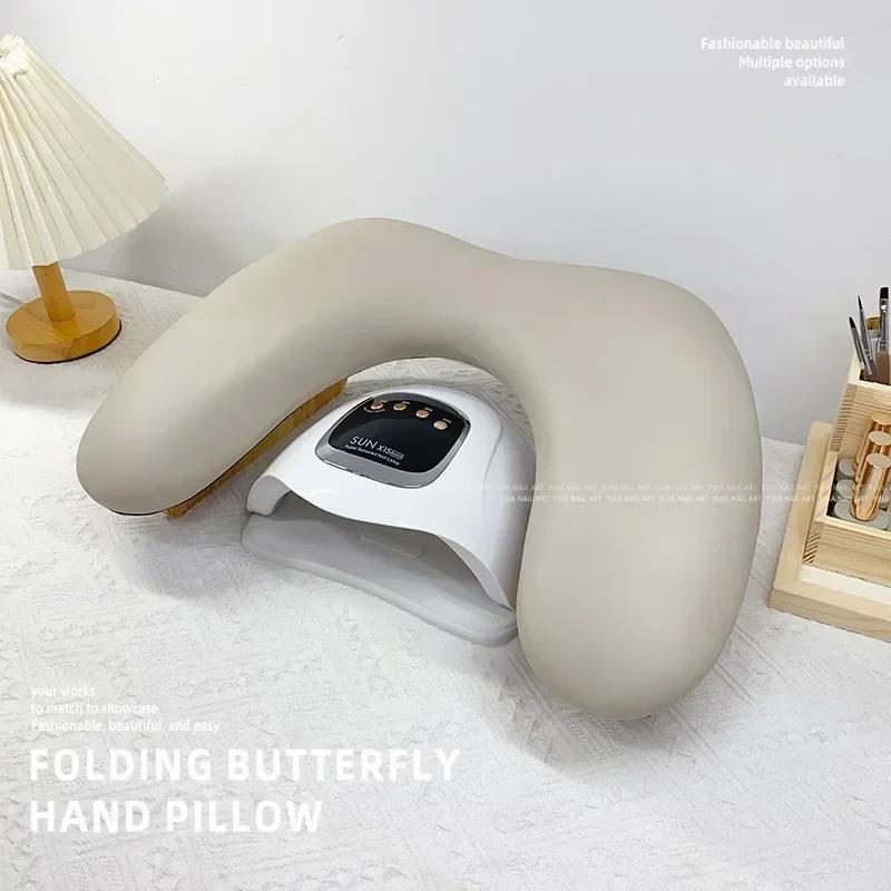 1pcs Manicure U-shaped Hand Rest Pillow Foldable PU Cushion Featuring Slanted Design Handheld Nail Salon Desktop Accessories Nail Art