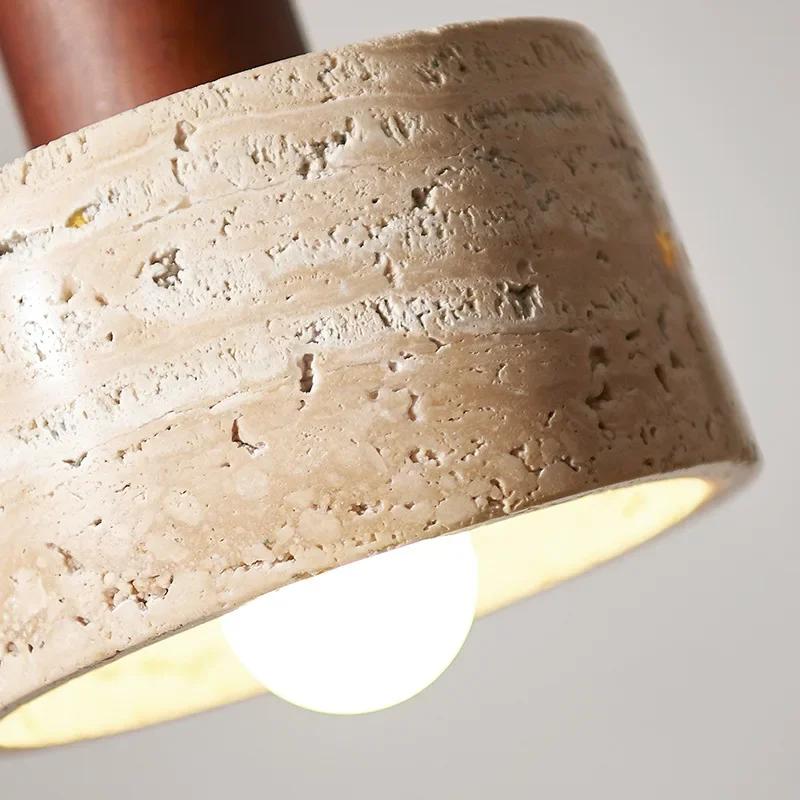Wabi Sabi Travertine LED Droplight Over Dining Desk Kitchen Island Limestone Marble Restaurant Decor Suspension Lamp Lustre