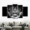 5 Panels Tiger Posters Wall Art Picture for Living Room Animal Canvas Painting Home Decoration Black and White Prints No Frame