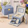 Pudełko na biżuterię ze sztucznej skóry, wodoodporne, z lustrem, podwójną szufladą, pasujące do naszyjnika, pierścionka, kolczyków, zegarka i akcesoriów do włosów