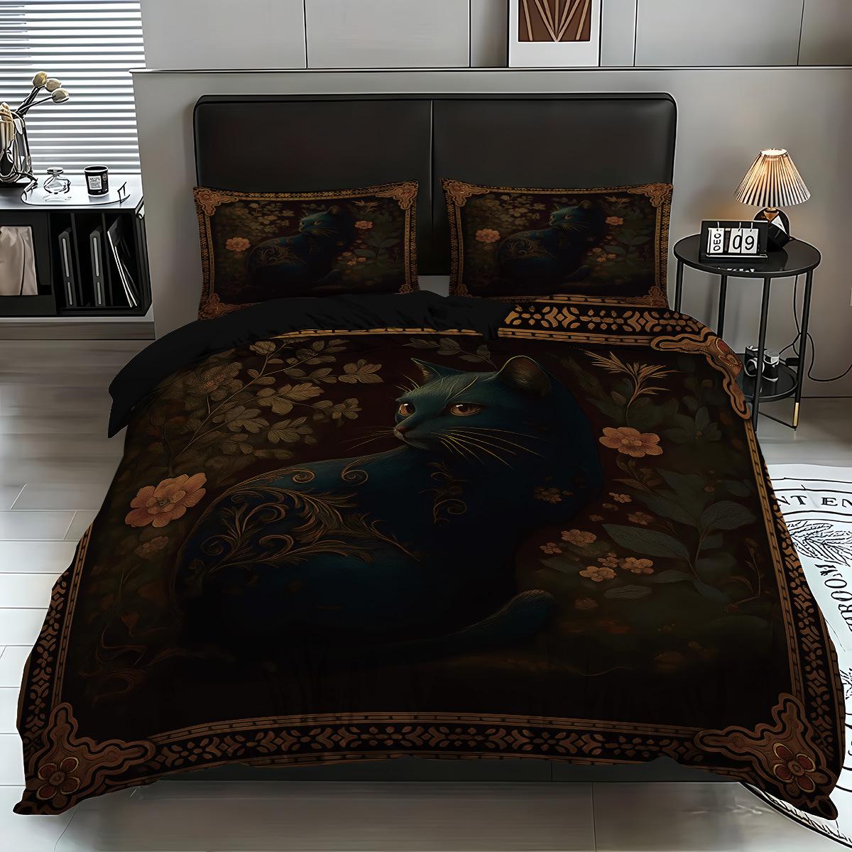 

Мультяшный Кот Детское Покрывало Набор из Трех Предметов Милый Котенок Цифровая Печать Домашний Текстиль Пододеяльник Наволочка 135x200