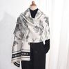 Retro trend jacquard black and white landscape painting imitation cashmere scarf autumn and winter women's office warm long shawl