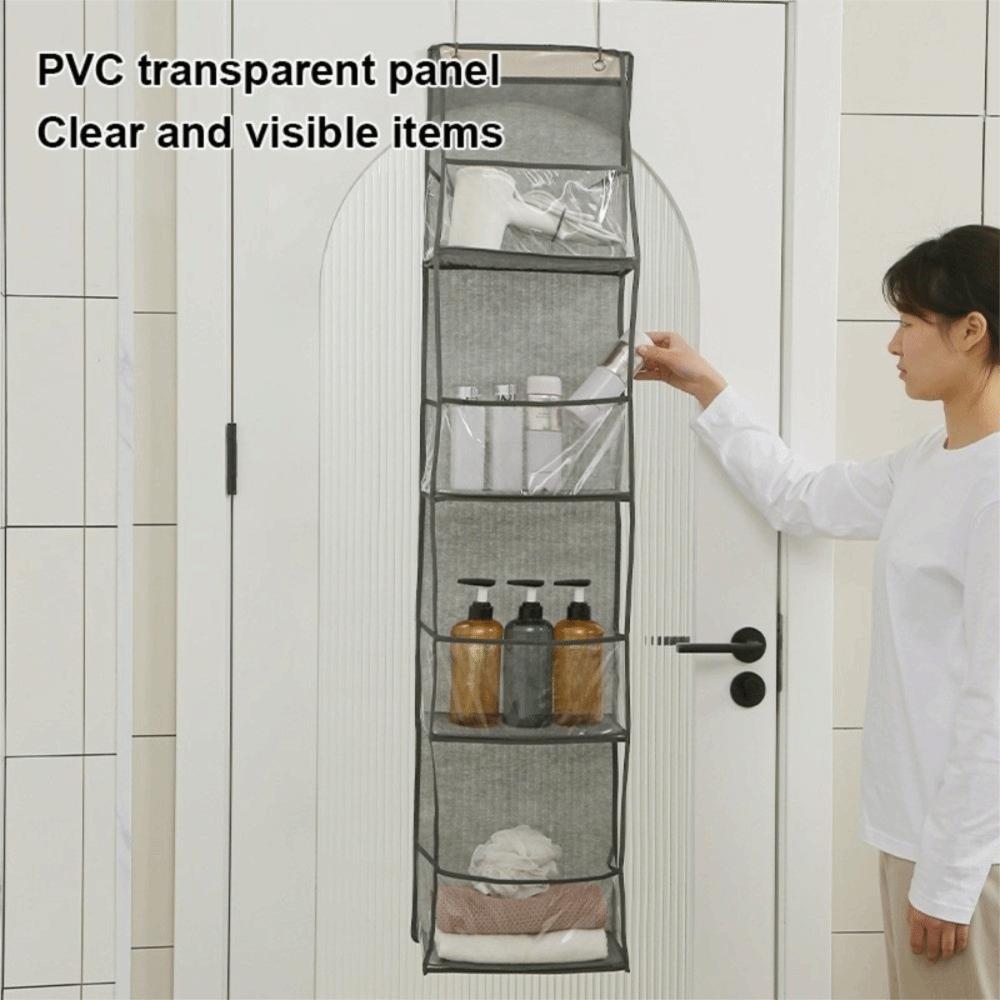 Six Compartments Storage Hanging Bag Wall-mounted Bag Organizer Toy Snack Storage Bag  Dorm