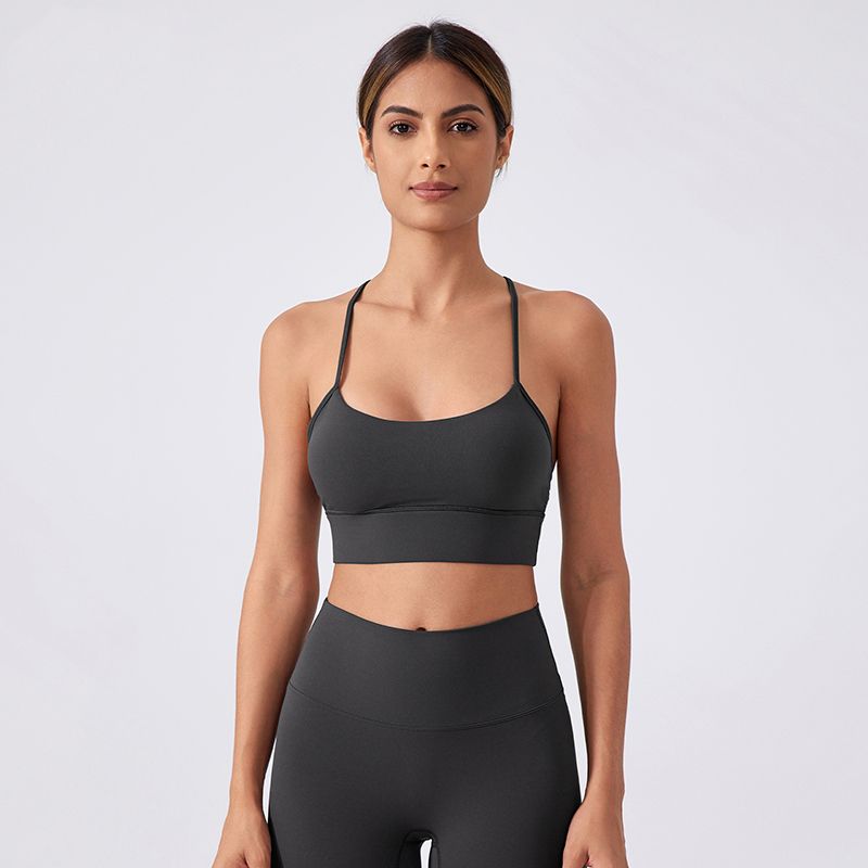

Original Y-Shaped Beauty Back Yoga Straps Vest Women s Quick-Drying Sports with Chest Pad Intimates Bubble Wrap Running Workout Bra Graphite Ash 12