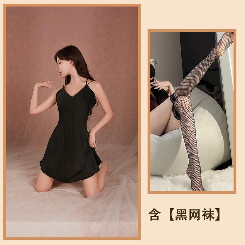Sexy underwear suspender nightgown women's ice silk backless large size advanced sense pure desire style sexy pajamas advanced