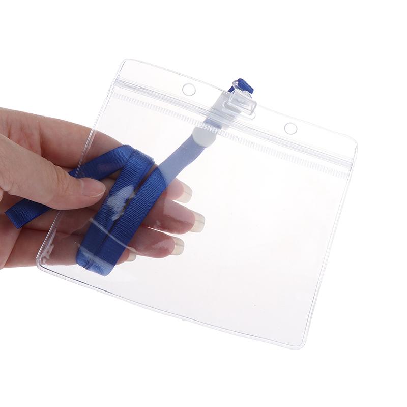 20Pcs Waterproof Sleeve Pouch With Sealing Strip Lanyards Id Badge Holder Plastic Protector Case Clear Pvc Name Plate Card Bag