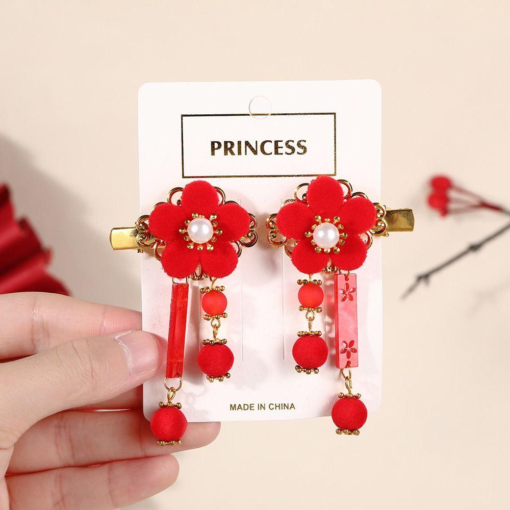 

Chinese Style New Year Barrettes Tang Suit Red Bow Hair Clip Children s New Year Hairpin Kids Style13