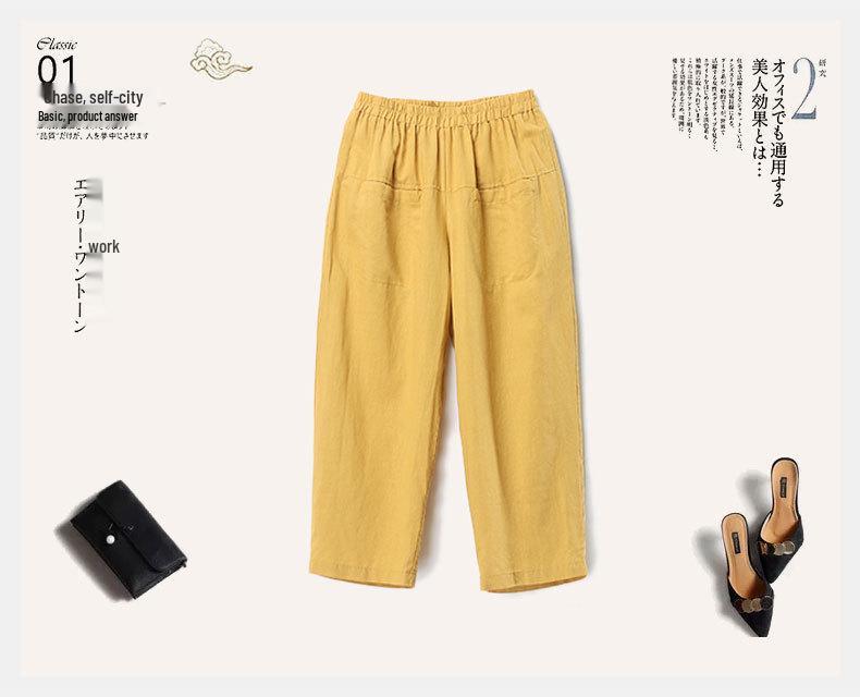 2025 New Plus Size High Waist Cotton Linen Capri Harem Pants for Women - Summer Casual Style