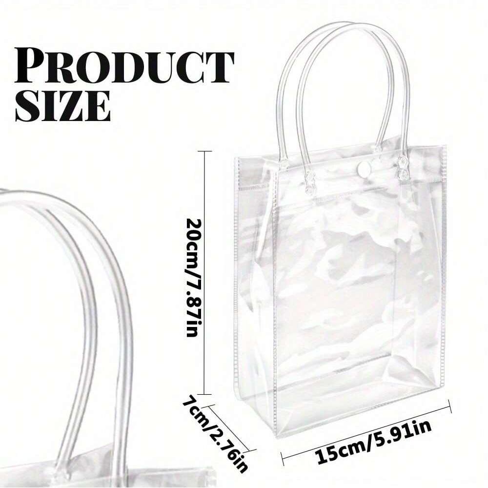 14 Pcs PVC Plastic Transparent Gift Bags, 7.87X 5.91X 2.76 Inch Tote Bag for Boutique Wedding Birthday Party Jewellery Display and Packaging Supplies