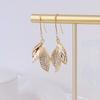 14k Real Gold Temperament Leaves Women Earring Micro Inlaid AAA Zirconia Drop Earrings Trendy Jewelry Pendant Accessories Gift