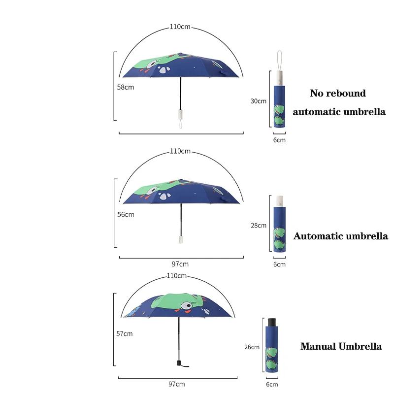 Automatic Umbrella Dinosaur Umbrella Sun Protection and Wind Edge Reflective Strip Non-springback Design Travel Folding Umbrella