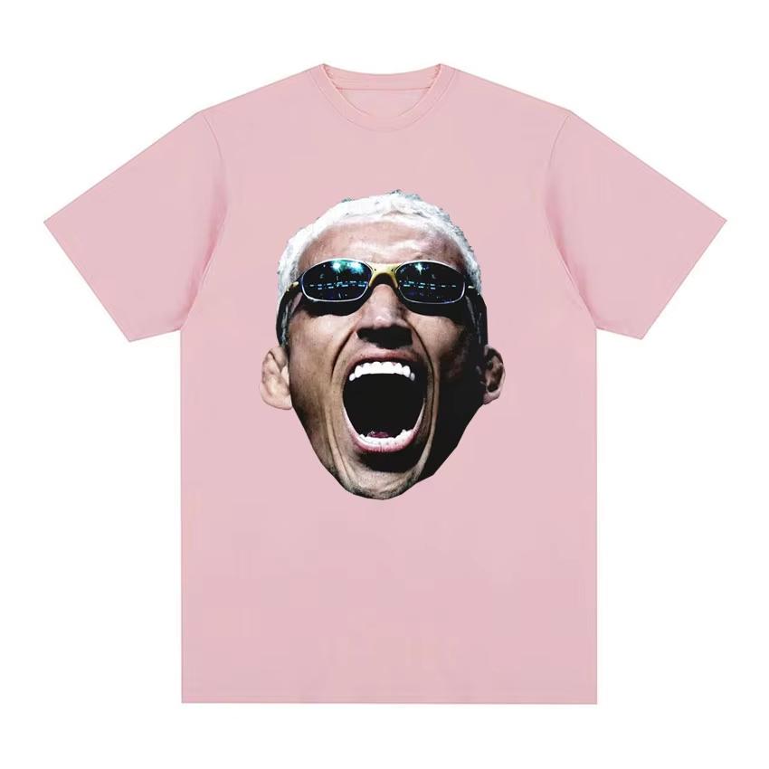 Limited Edition Charles Oliveira Large Face Pattern Tshirt Men Harajuku 2026 Springsummer Cotton Printed Shortsleeved top