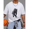 Crewneck T Shirt White Black Panther Graphic Print Casual Wear for Men