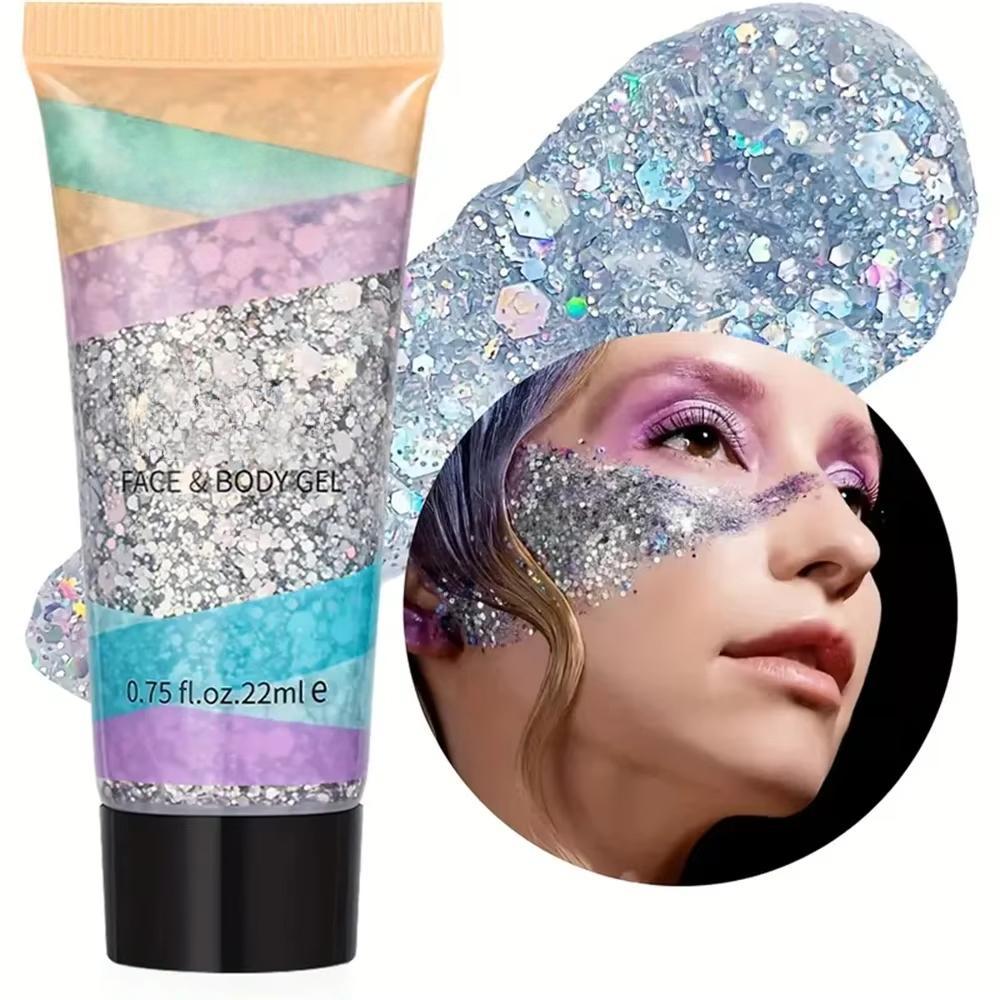 1 Bottle Mermaid Sequin Body Glitters Gel Long-Lasting Shine for Carnival Parties Festival and Stage Performance Great for Girls