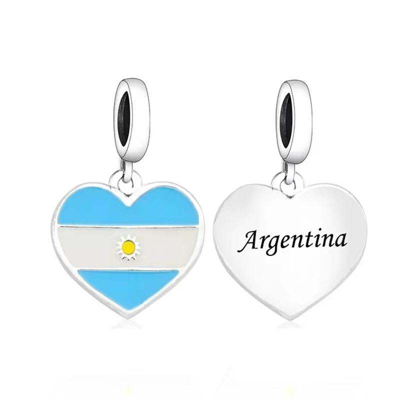 Fc Jewelry Fit Original Charm Bracelet Copper Argentina Flag Mate Bead For Making Women Wife Couple Berloque