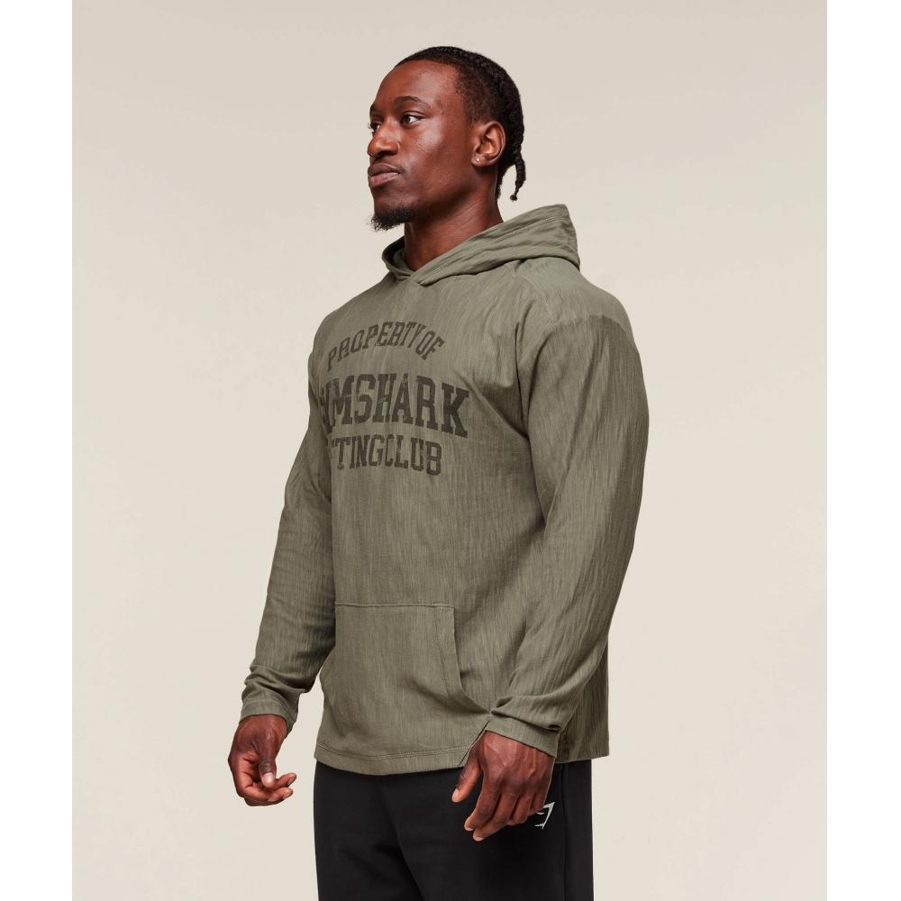 Gymshark Lightweight Slub Textured Hoodie Utility Green A2b2u Ecjp