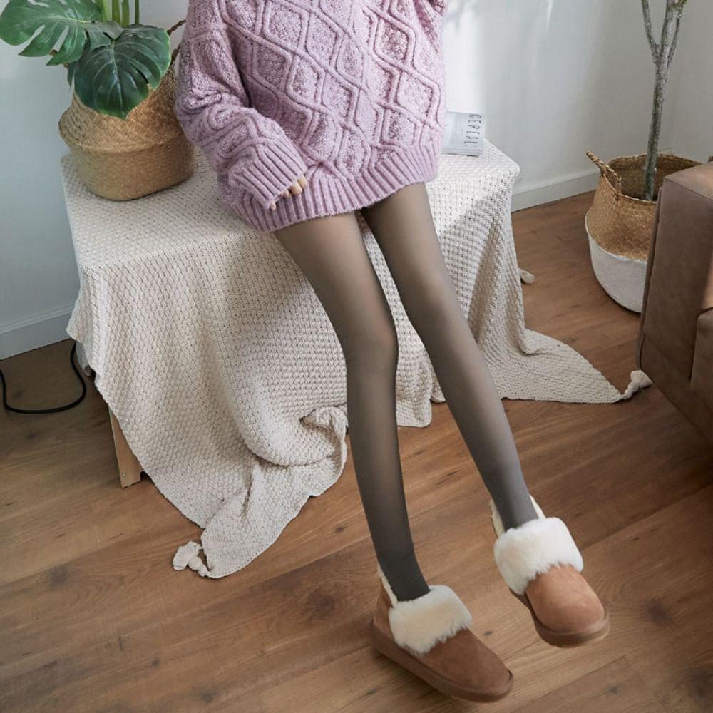 High Waist Fake Translucent Tights Thicken Long Stockings Push Up Women Winter Leggings Girl