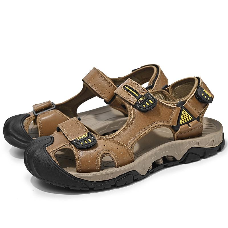 Letní pánské sandály z pravé kůže velkých velikostí Letní pánské plážové sandály Venkovní sandály pro muže