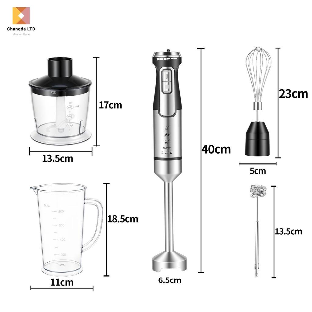 5-in-1 Handheld Electric Blender: 1600W Multi-Functional Food Processor & Baby Food Maker with Egg Beater