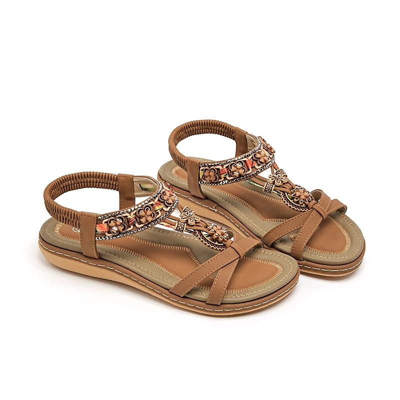 Women's Soft Sole Beach Shoes 2025 Summer New Rhinestone Sandals Lightweight Comfortable Outdoor Non Slip Casual Shoes