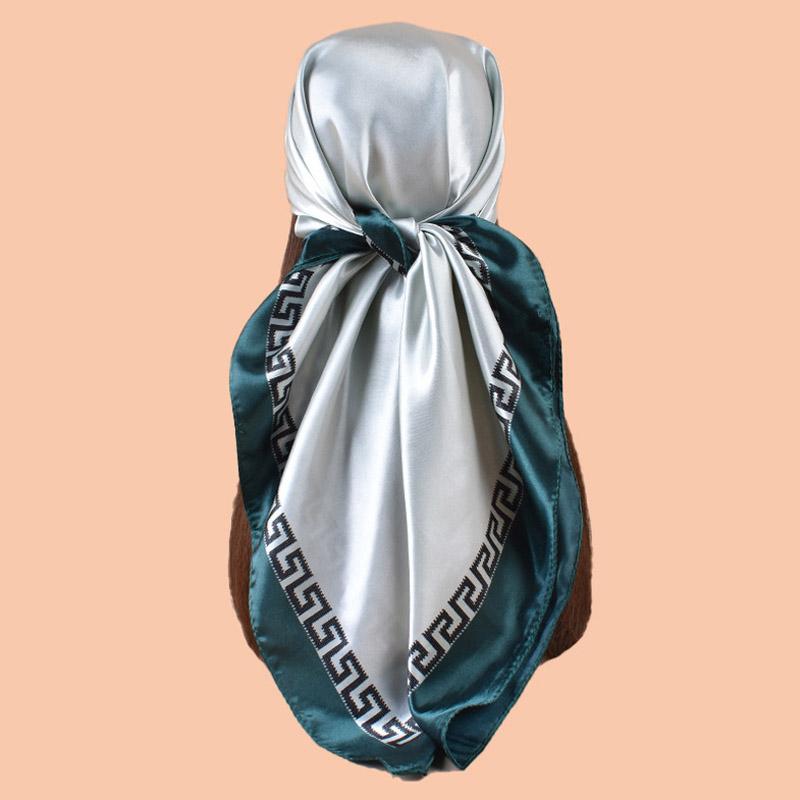 High Quality Silk Scarf Women Print Hair Neck Square Office Ladies Shawl Bandanna Muslim Hijab Handkerchief Muffler Foulard 90CM