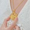 Double-Sided Chinese Peony & Four-Leaf Clover Gold-Plated Necklace