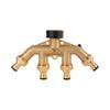 Brass EU/US 3/4" Female/Male Thread 4-Way Water Splitter With Valve Garden Irrigation  Multi-Way Joint Tap Pipe Nipple Connector