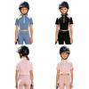 Kinder Mädchen Color-Block Reitshirt Reißverschluss Stehkragen Kurzarm Sportliche Oberteile für Reiten Laufen Golf Tennis Training