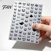 Long Lasting Nail Manicure Sets Halloween Art Stickers, 3D Embossed Skeleton Hand Pumpkin Bat Party Decorations Black Decals, Self-Adhesive