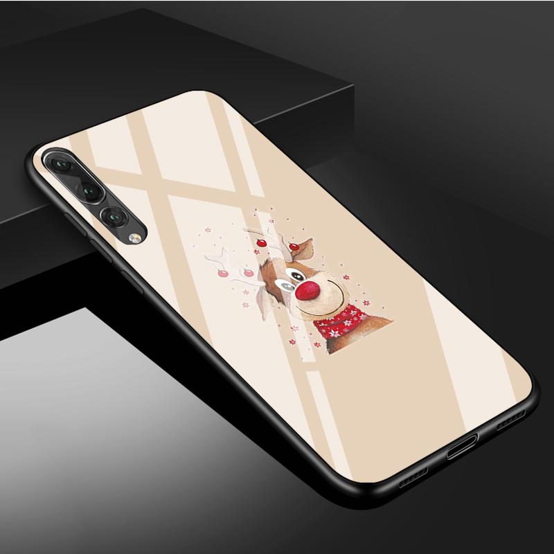 Merry Christmas Tempered Glass Phone Case For Huawei P20 P30 P40 P40 Lite Pro Psmart Mate 20 30 Cover Shell
