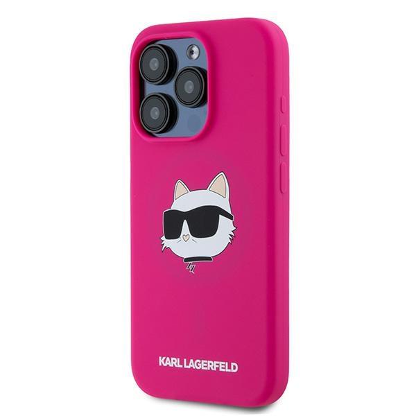 Karl Lagerfeld Klhmp15Lschpplf Iphone 15 Pro 6.1 Růžový/Fuchsiový Tvrdé pouzdro Silikonová Hlava Choupette Magsafe