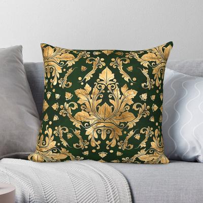 Orientalische Vintage Grüne Goldene Quadratische Kissenhülle Polyester Leinen Samt Muster Dekorative Wurfkissenhülle Bettkissenhülle x