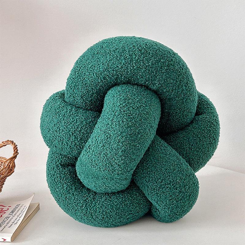 Hand-woven Knotted Ball Throw Pillow Lamb Wool Pillow Throw Pillow Living Room Single-strand Octahedral Cushion Bed Backrest 30CM