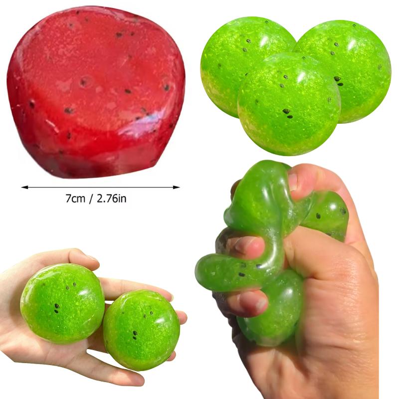 Handmade Kiwi Fruit & Watermelon Slushy Squishy Toy Soft Stress Relief Squeeze Toy Realistic Fruit Simulation Model Adult Gift