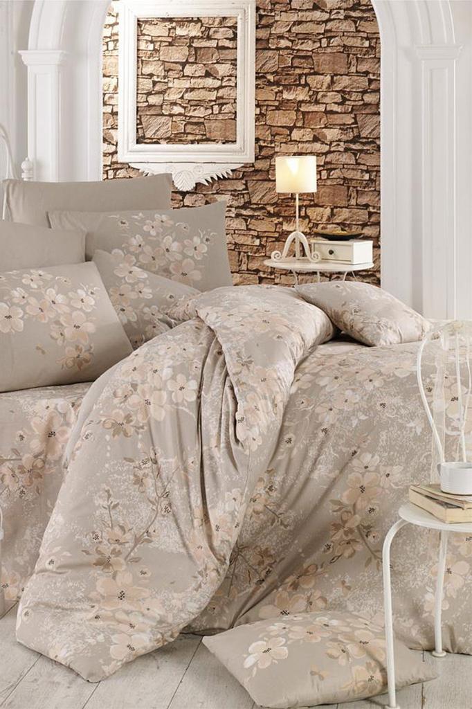 Double Duvet Cover Set Cotton Beige Spring