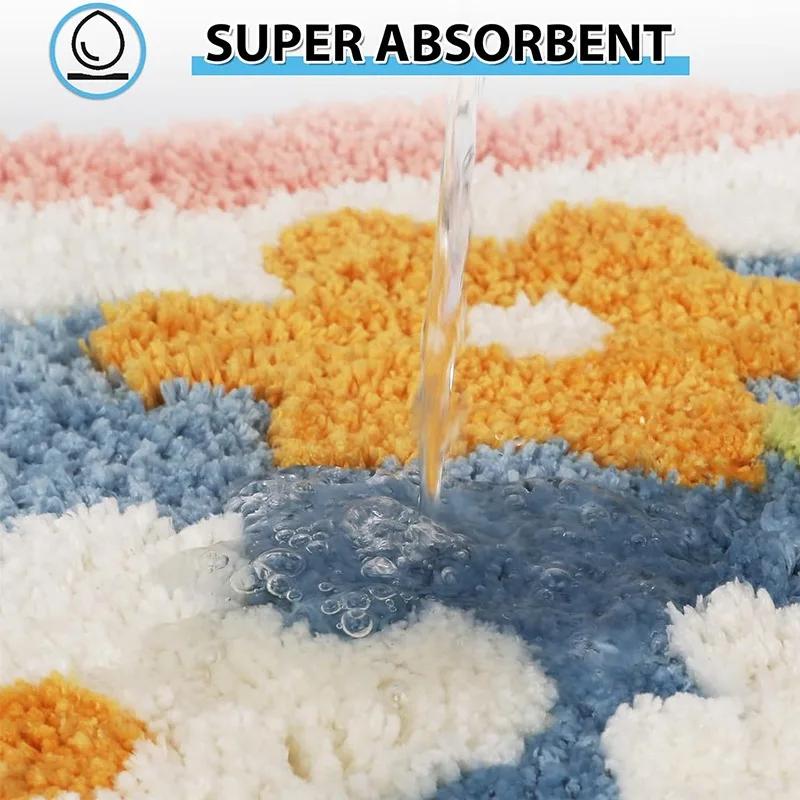 Bathroom Rug Soft Pink Cute Bath Mat Absorbent Microfiber Plush Bath Rug Set Non-Slip Bath Carpet Machine Washable Ins Style Rug