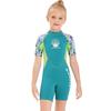 2.5mm Neoprene Kids Girls Wetsuit Short Sleeve Full Body UV Protection Dive Suit Snorkeling Surfing Swimming