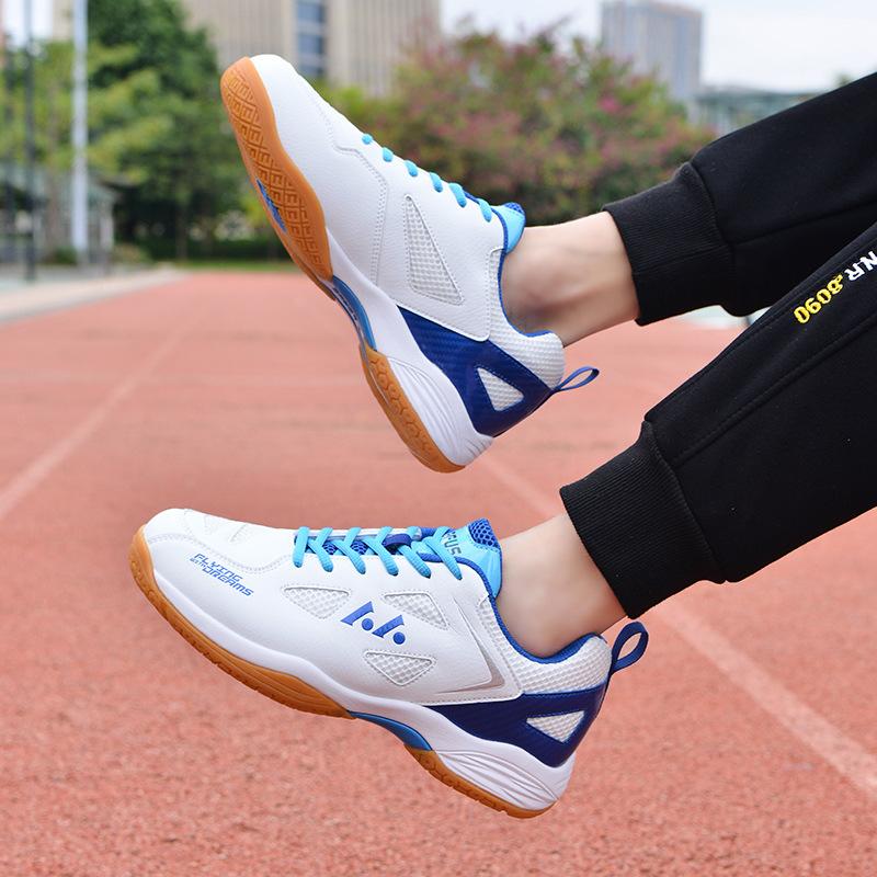 Nové prodyšné tenisové boty tlumící nárazy pro muže a ženy, badmintonové boty s rovnou podrážkou, lehké sportovní boty na stolní tenis a badminton