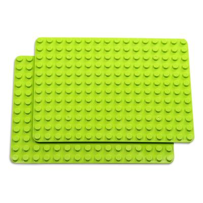 INIBUD Baseplates, Block Plates, Duplo Compatible, Rounded Corners, 16x12mm, Set of 2, Light Green