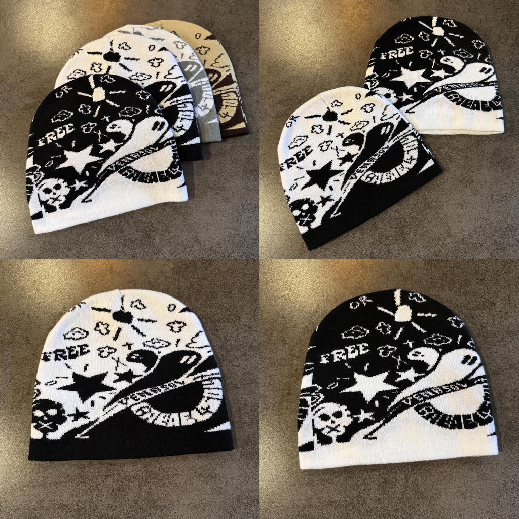 Halloween Skull Ghost Star Knit Cap With Acrylic Material For Cold Weather Men Women