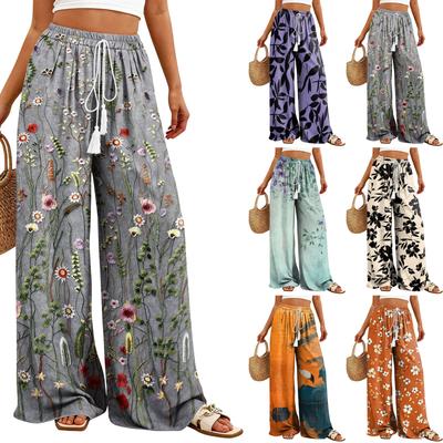 Women's Wide-Leg Casual Flowy Floral Print Pants