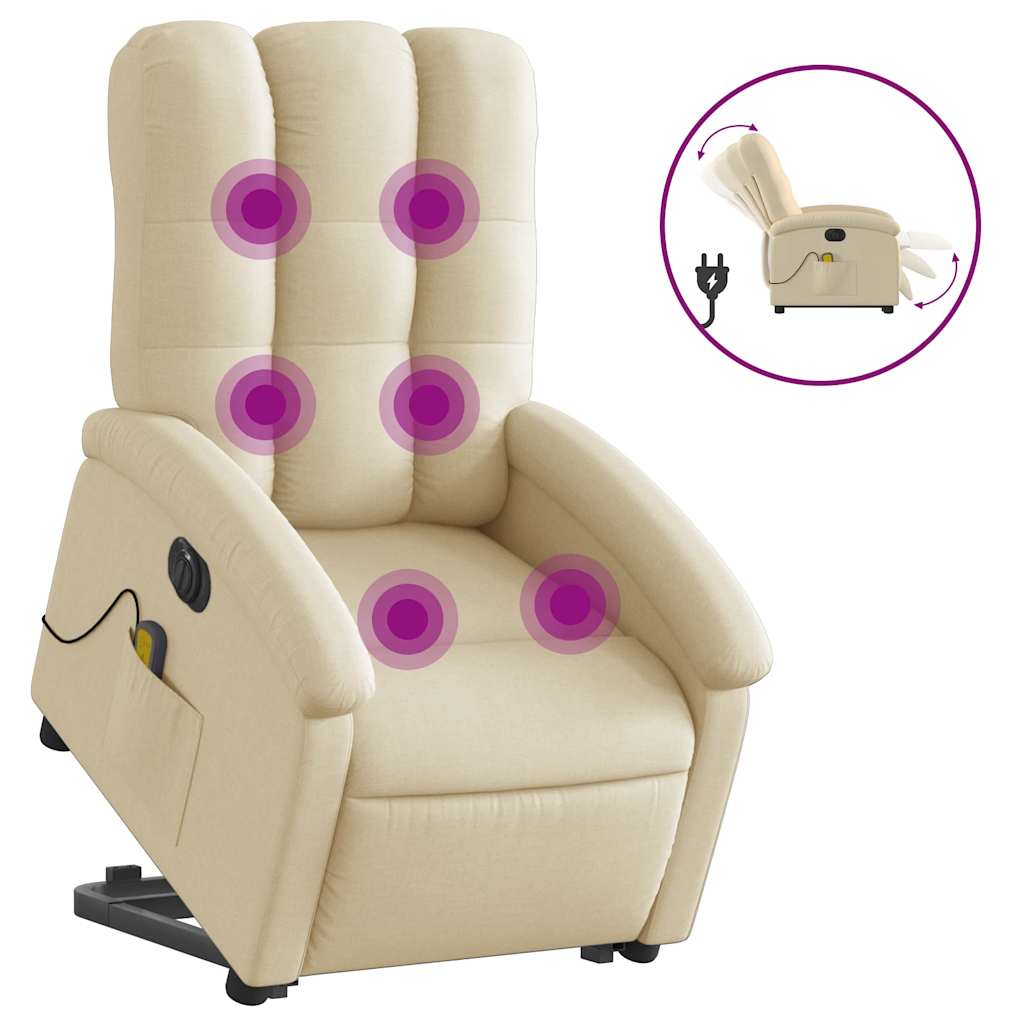 Vidaxl Lift-Up Massage Chair, Electric, Reclining, Cream