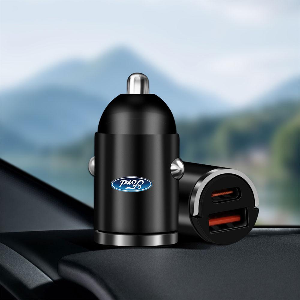 Car Fast Charger USB Type-C Ports Power Adapter Valve Cap For Ford Focus 2 3 MK2 MK3 MK5 Fiesta Mondeo Fusion Escape Shelby ST