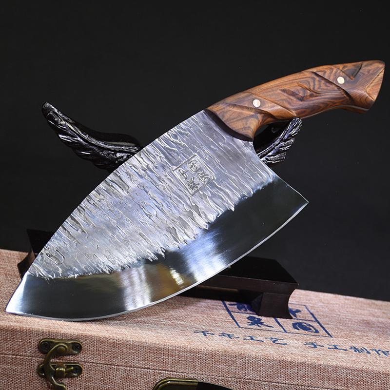 8.5 Inch Butcher Knife Chef Cleaver Slicing Handmade Forged Messer Wood Handle Kitchen Knife For Cutting Vegetables And Meat