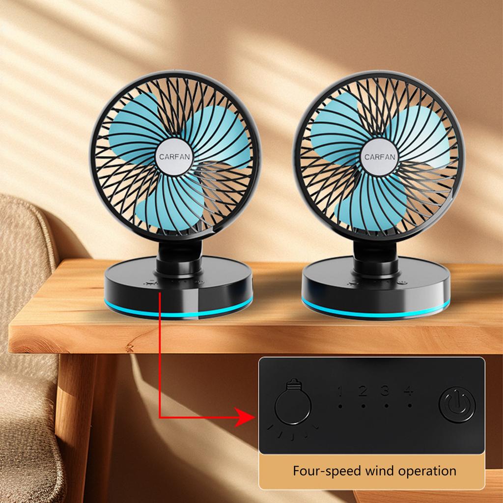 Electric Fan USB/Cigarette Lighter Plug Cooling Fan Foldable Air Circulator Fan for Car SUV Home 4 Gear Car Fan