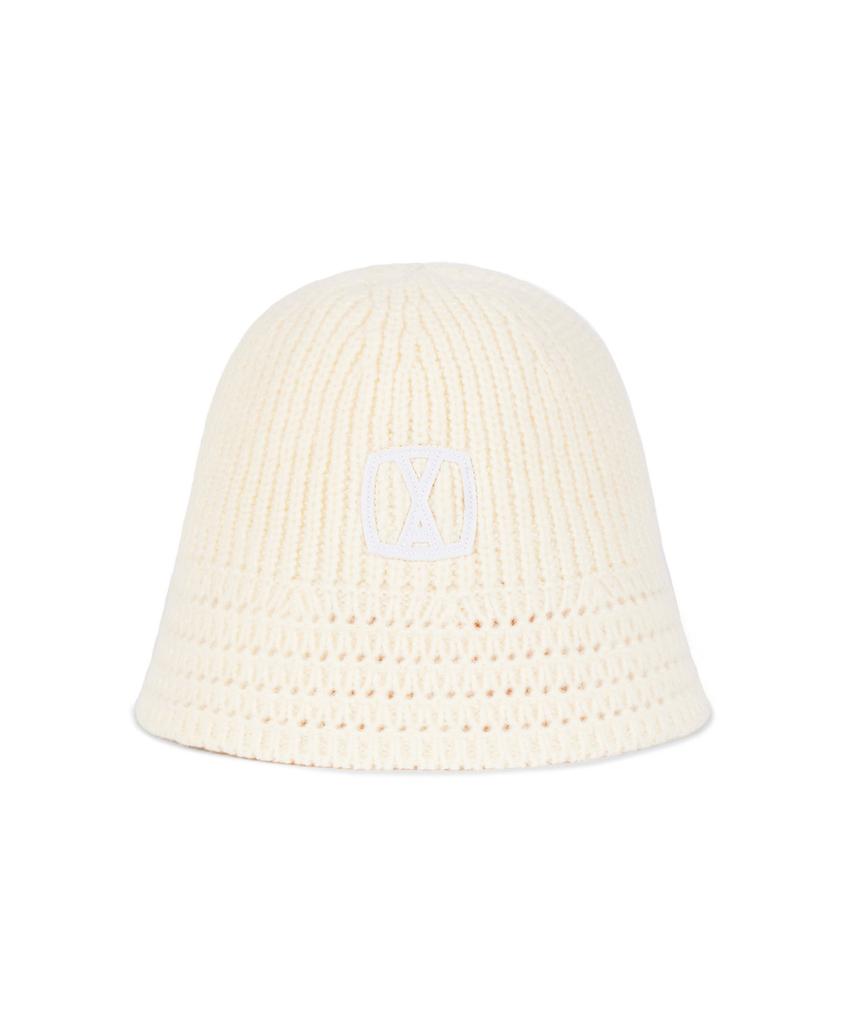 Bajal Va Square Applique Knit Bucket Hat Ivory