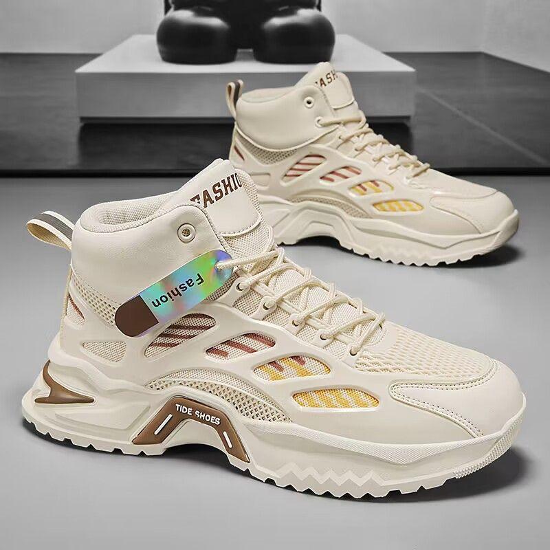 Мужские дышащие универсальные спортивные и повседневные туфли с толстой подошвой и сетчатой вставкой 39 бежевый 2459₽